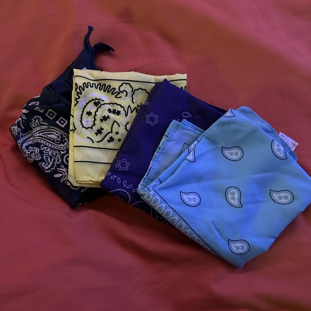 Set of Paisley Bandanas in Blue, Yellow, and Navy